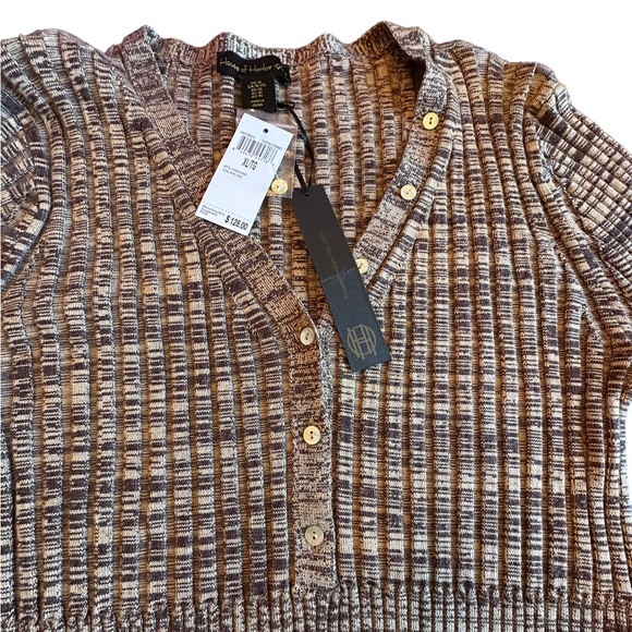 House of Harlow 1960 Brown and Tan Button Front Long Sleeved Sweater - Picture 3 of 13